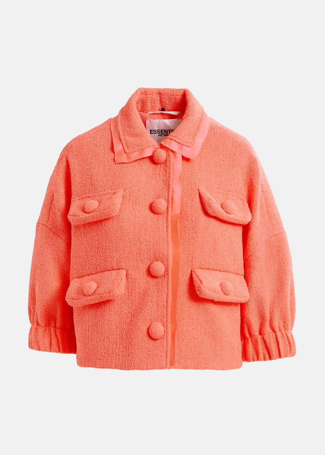 Hecks oversized jacket with 3/4 length voluminous sleeves - coral