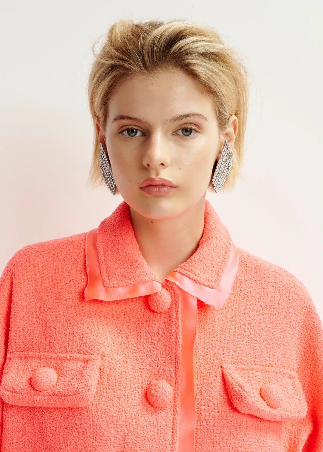 Hecks oversized jacket with 3/4 length voluminous sleeves - coral