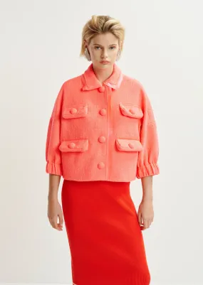 Hecks oversized jacket with 3/4 length voluminous sleeves - coral