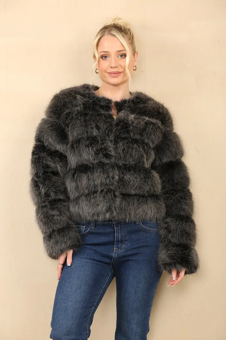 Husky Two Tone Super Soft Faux Fur Jacket - Salma