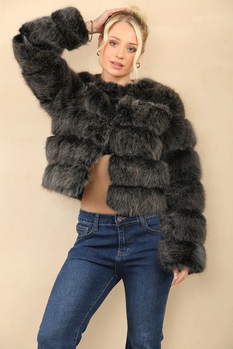 Husky Two Tone Super Soft Faux Fur Jacket - Salma