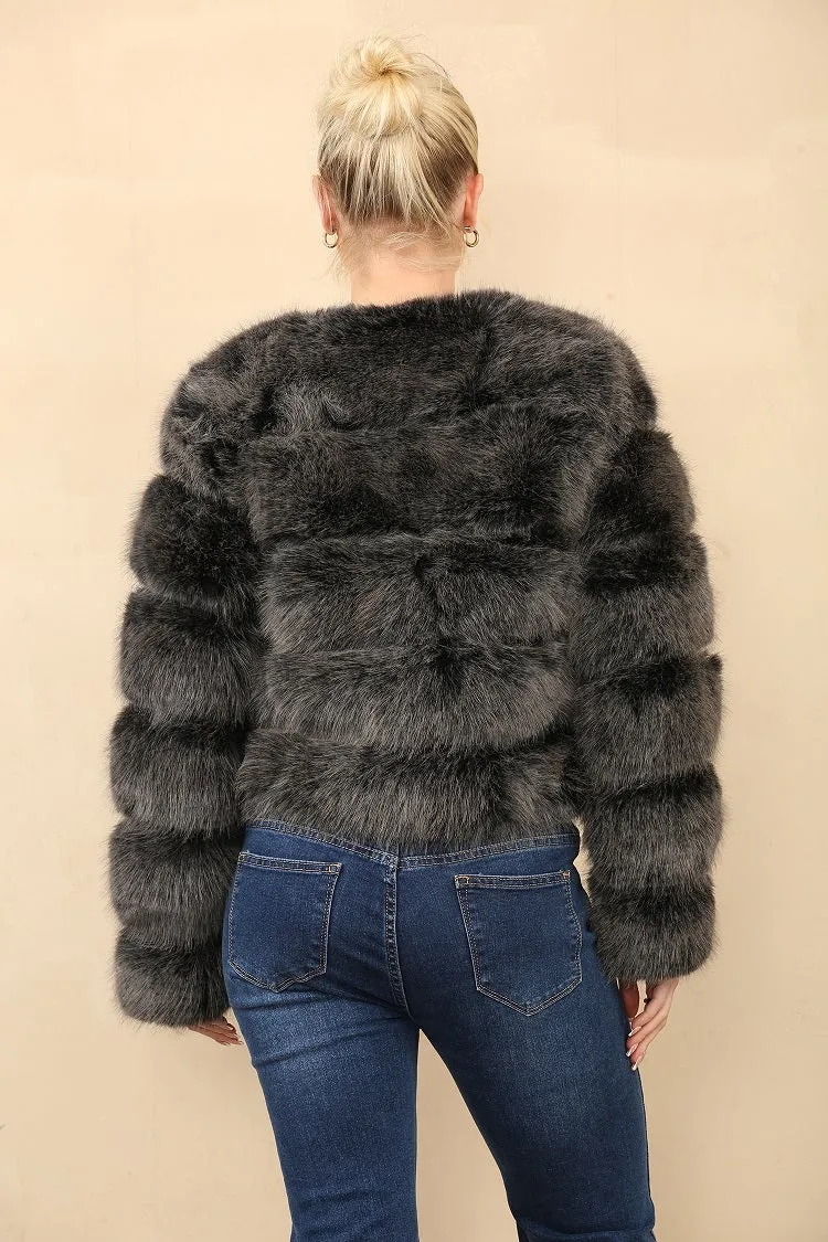 Husky Two Tone Super Soft Faux Fur Jacket - Salma