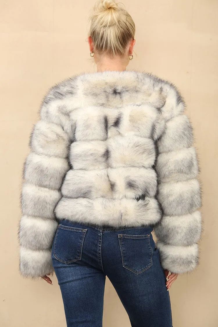 Husky Two Tone Super Soft Faux Fur Jacket - Salma