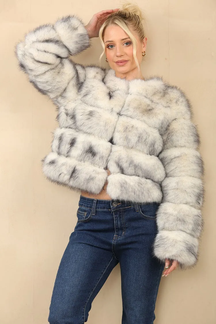 Husky Two Tone Super Soft Faux Fur Jacket - Salma