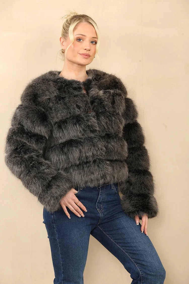 Husky Two Tone Super Soft Faux Fur Jacket - Salma