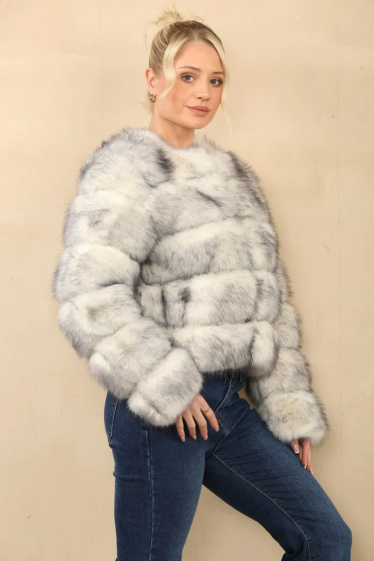 Husky Two Tone Super Soft Faux Fur Jacket - Salma