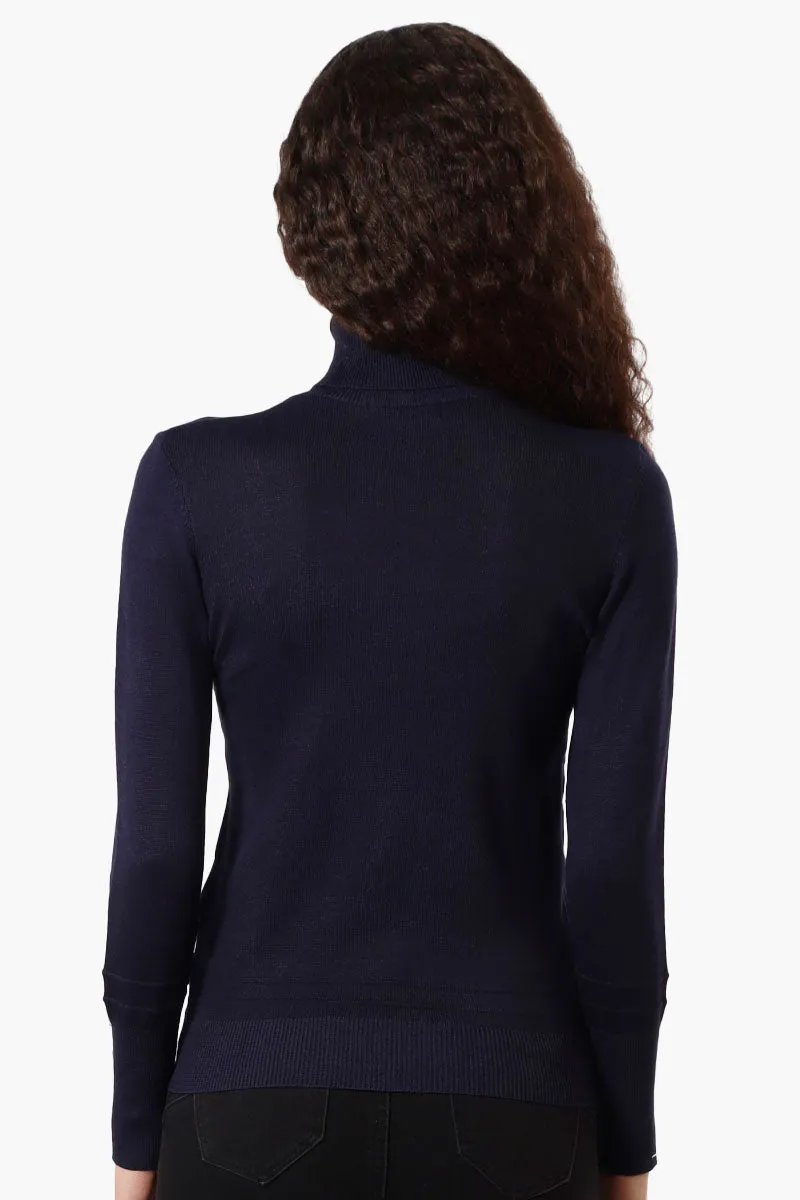 International INC Company Basic Turtleneck Pullover Sweater - Navy