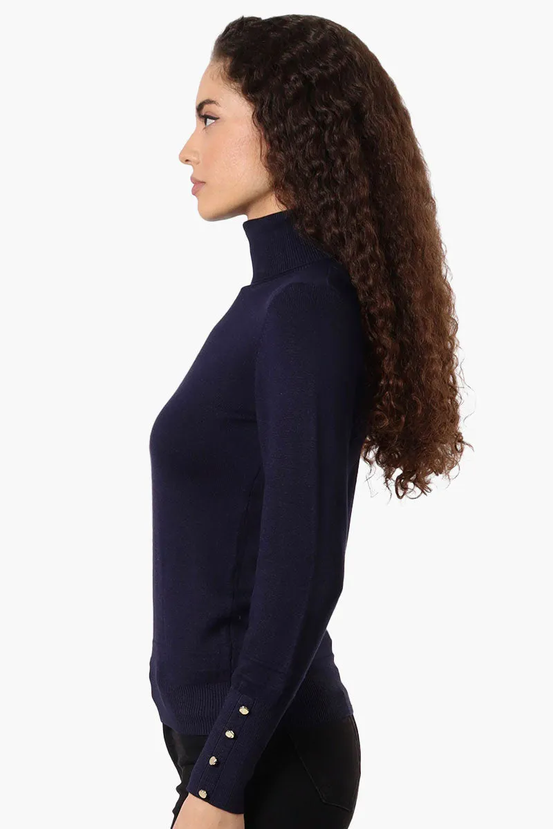 International INC Company Basic Turtleneck Pullover Sweater - Navy