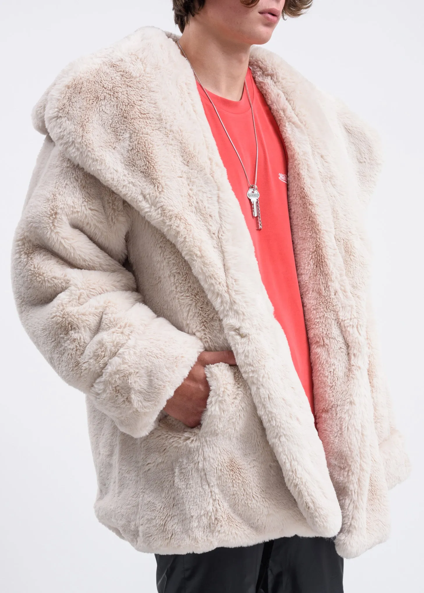 Ivory Faux Fur Coat