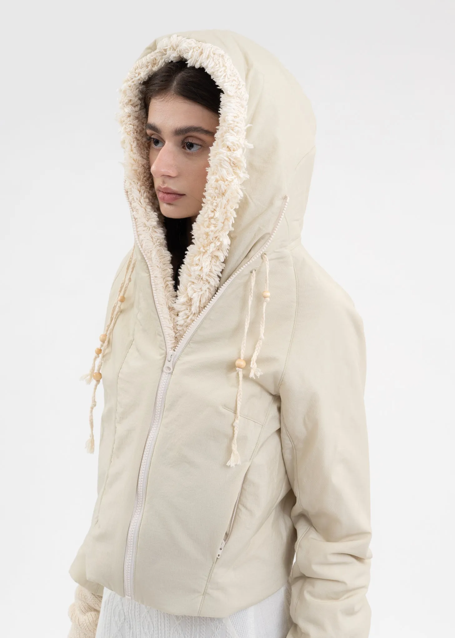IVORY PADDED SHEARLING JACKET