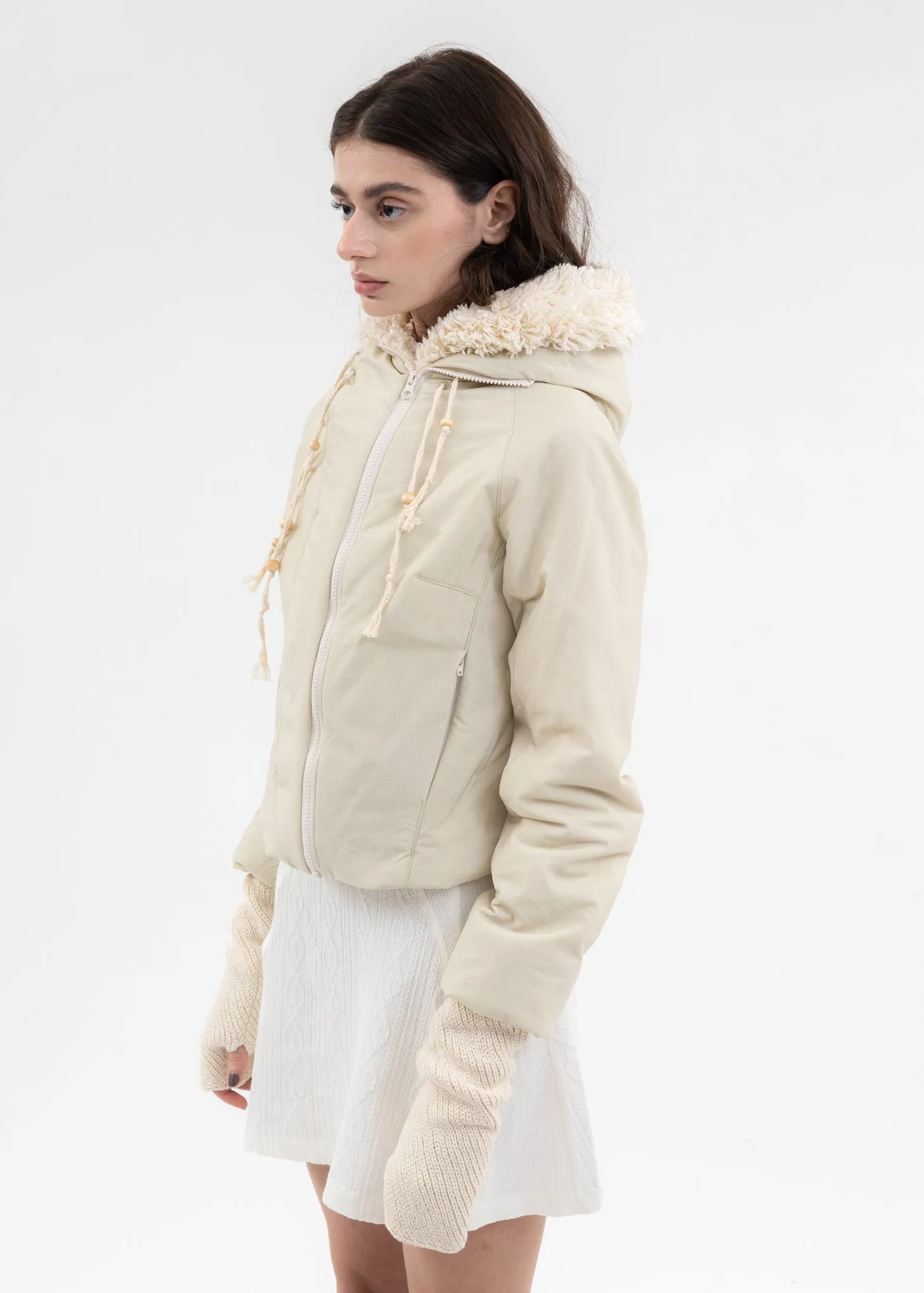 IVORY PADDED SHEARLING JACKET