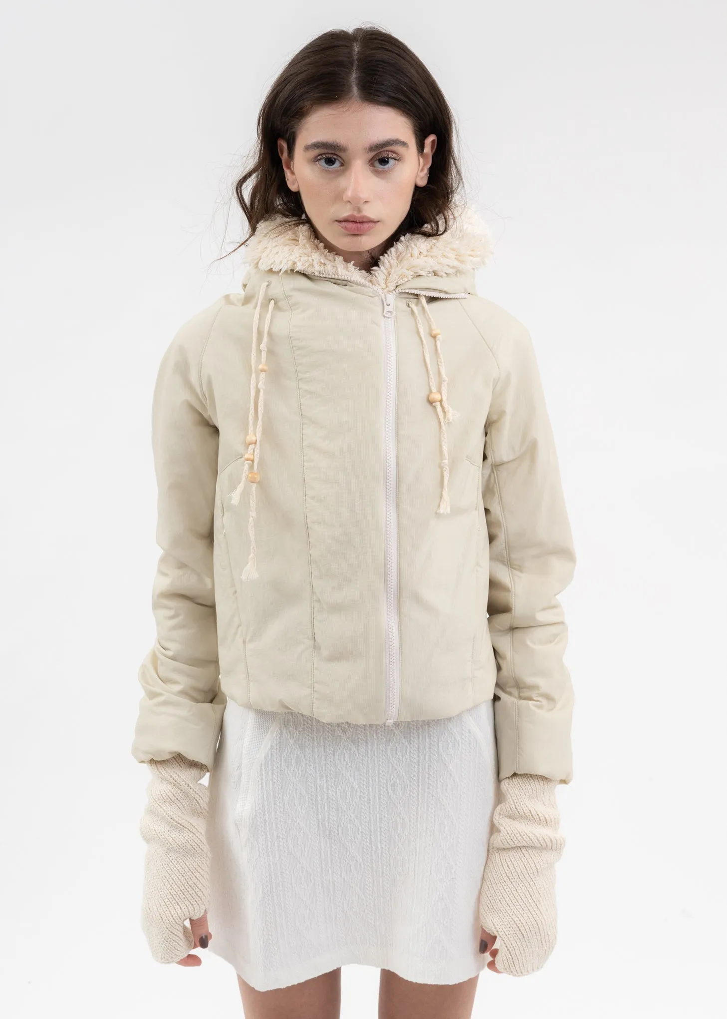 IVORY PADDED SHEARLING JACKET