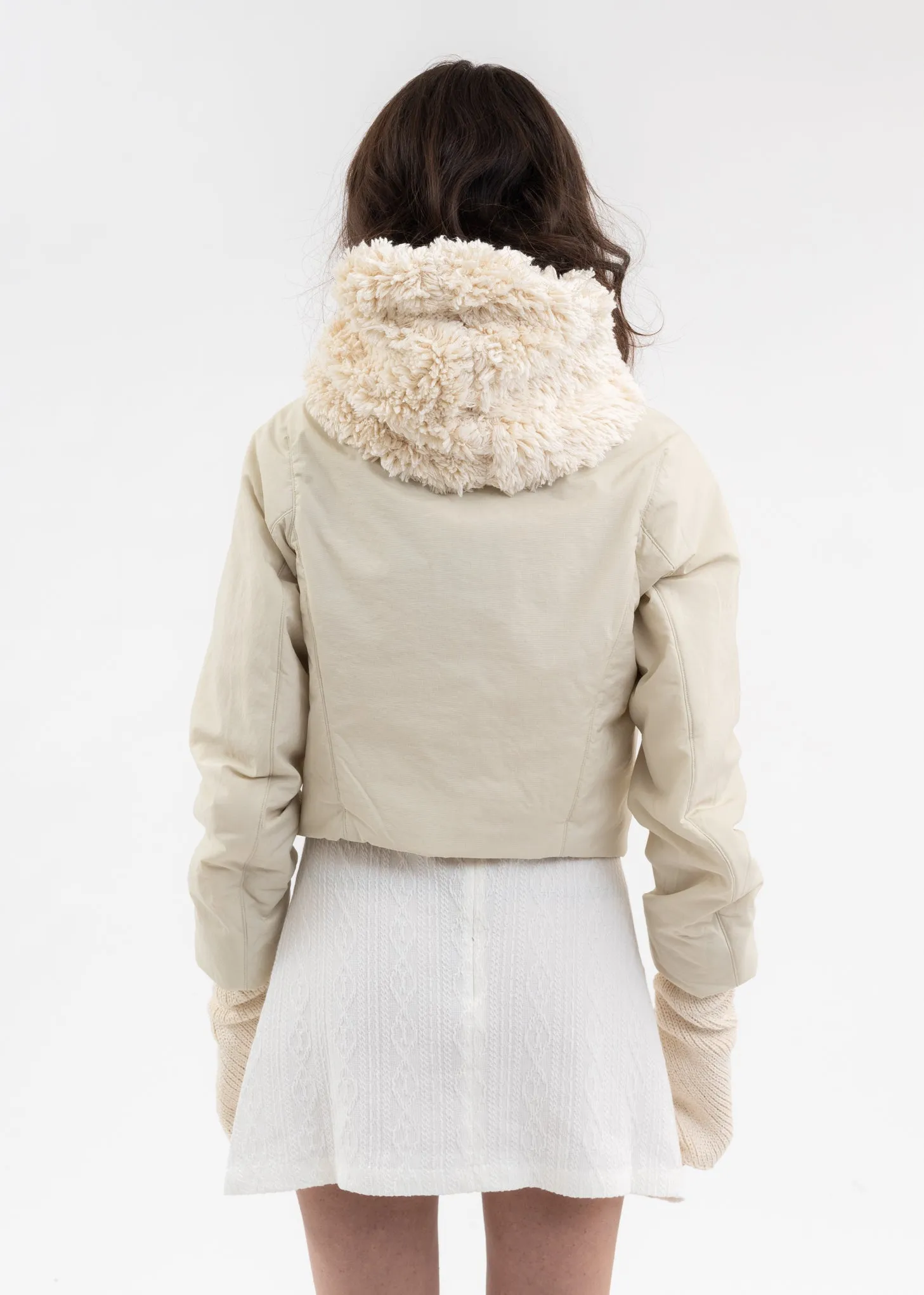 IVORY PADDED SHEARLING JACKET