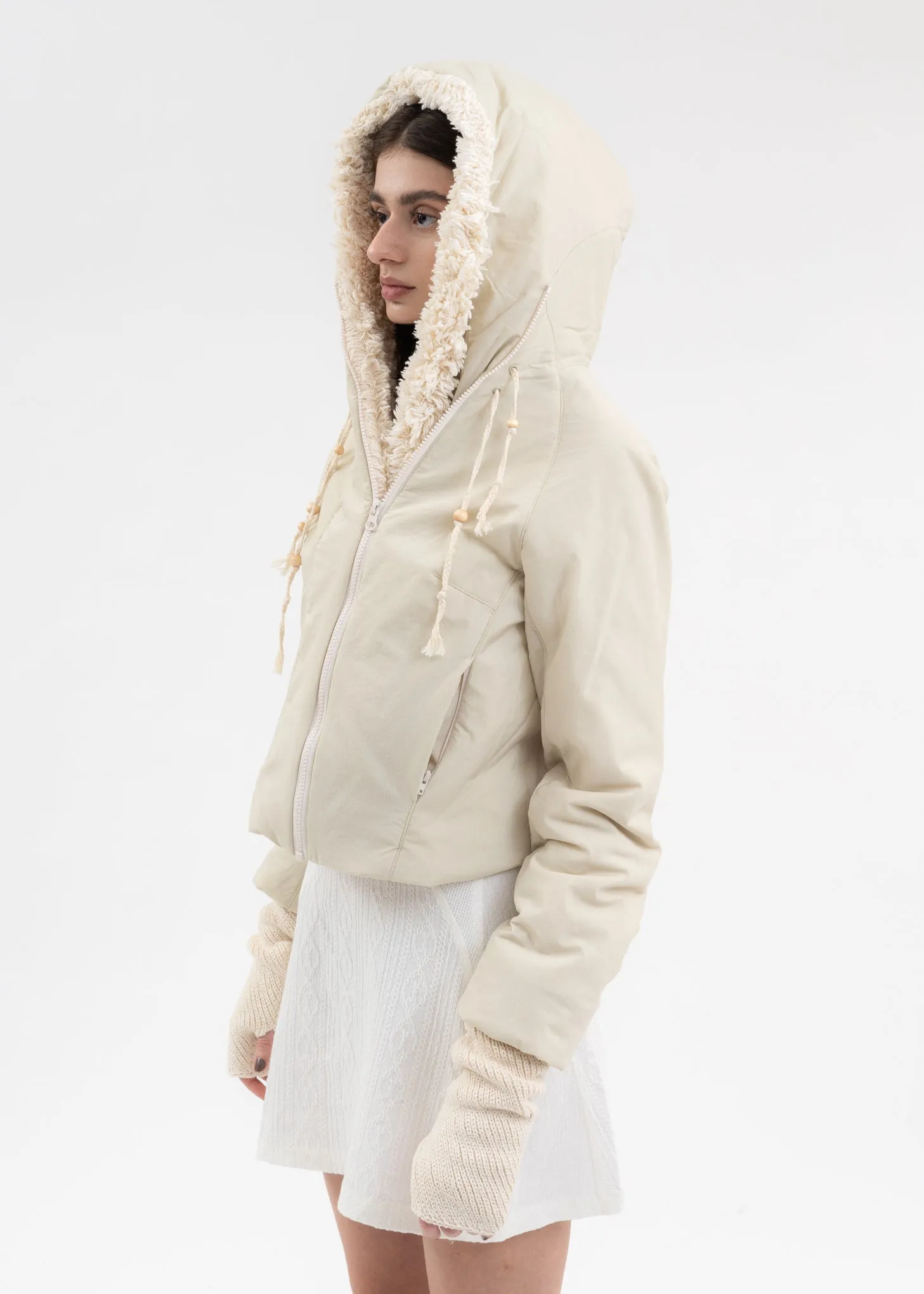 IVORY PADDED SHEARLING JACKET