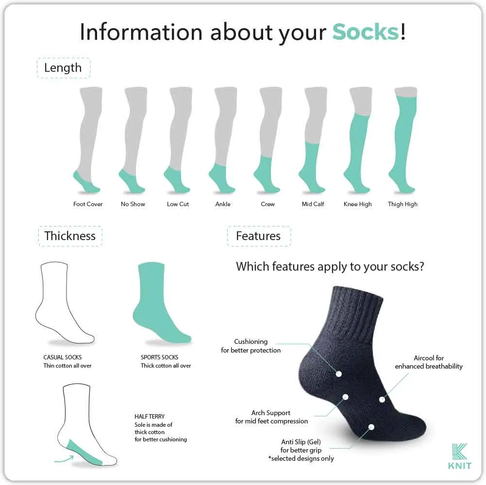 Knit Men’s Cotton Ankle 3-in-1 Thick Sports Socks KMSKG1