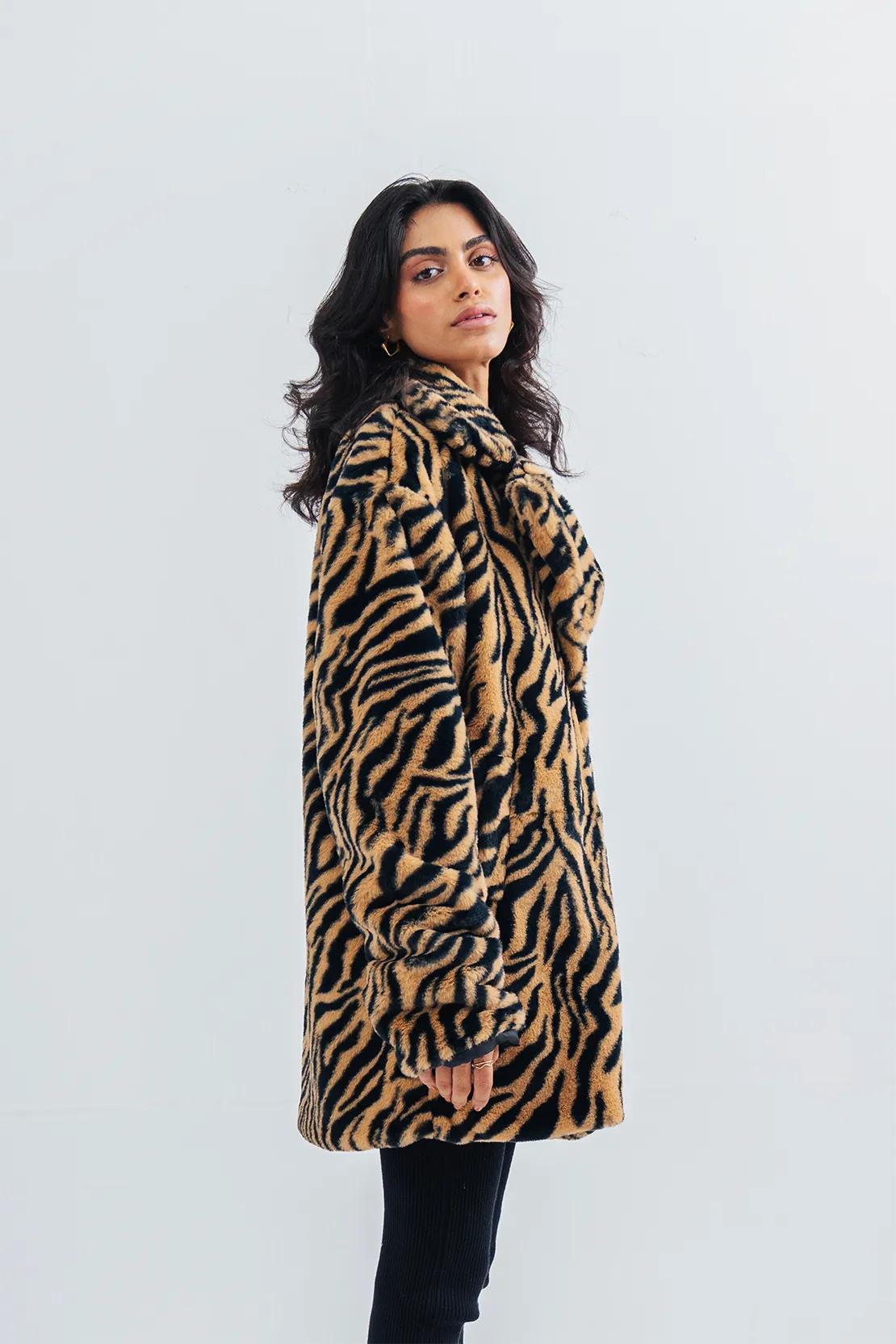 Ladies Tiger Print Long Coat
