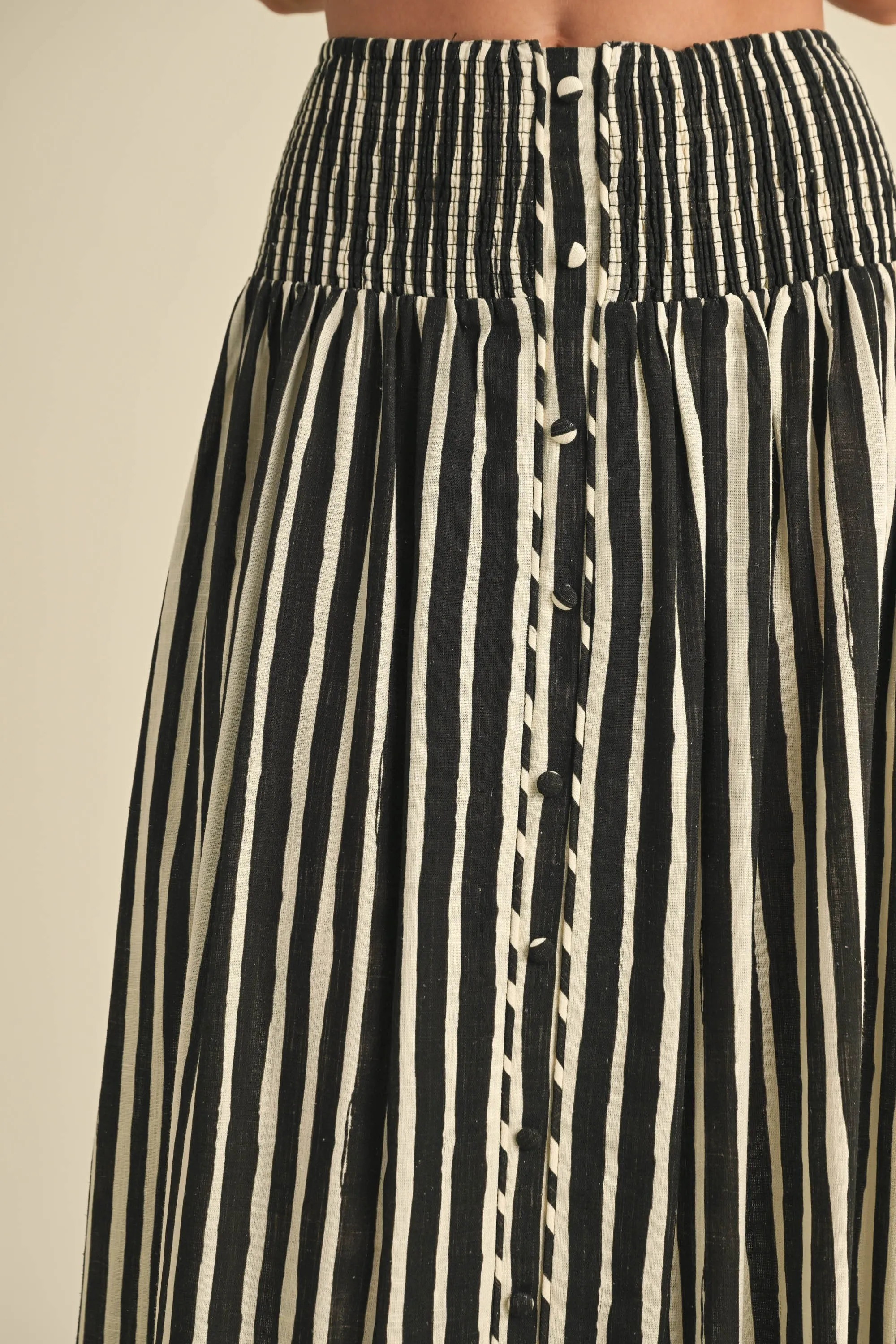 Lauren Striped Maxi Skirt - Black