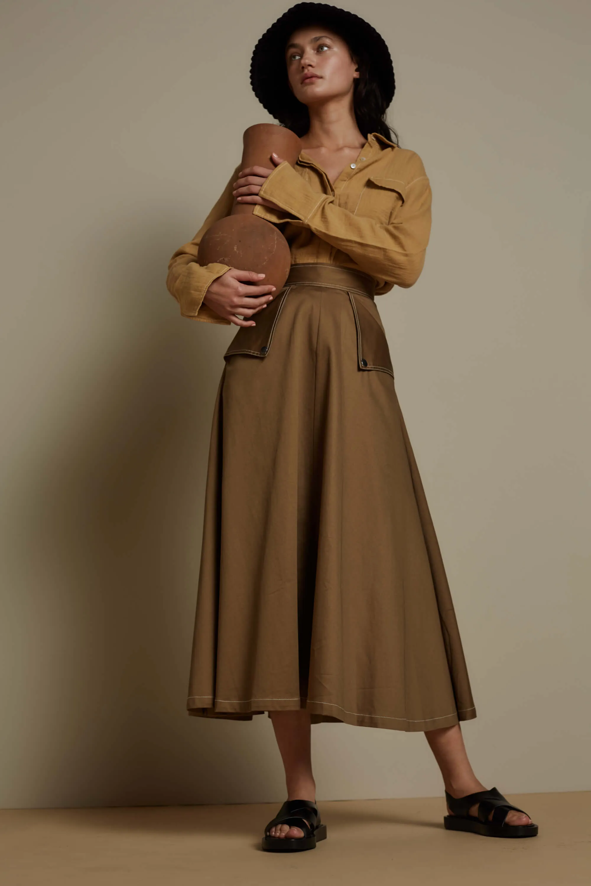 LAURYN MAXI SKIRT - KHAKI