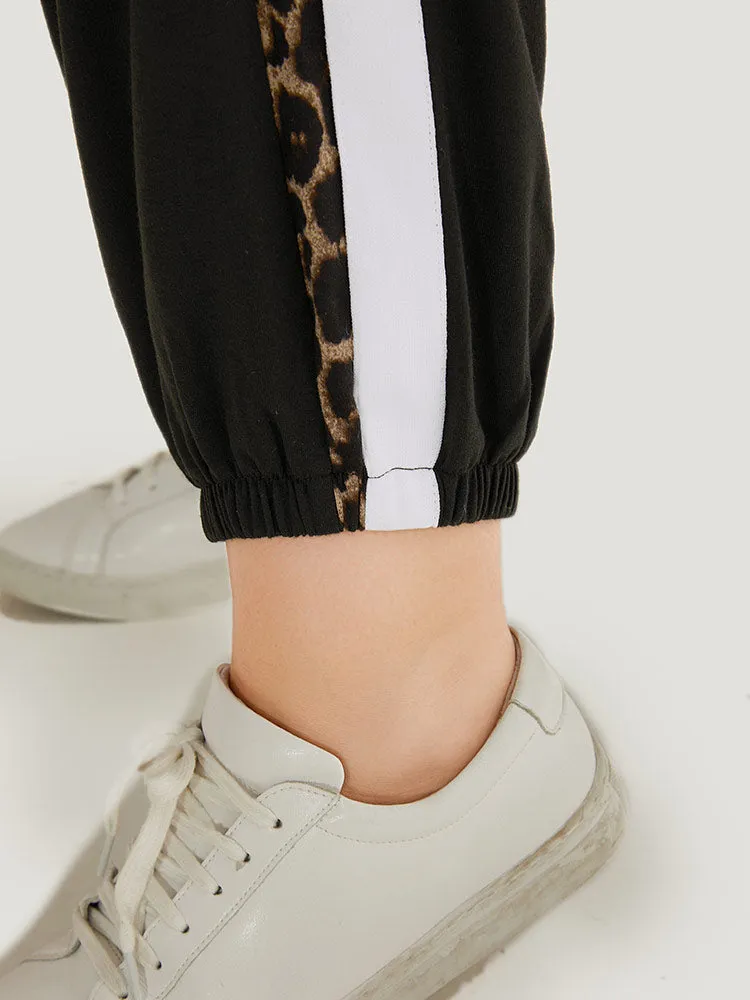 Leopard Patchwork Contrast Pants
