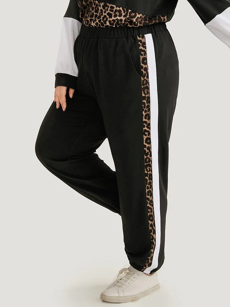 Leopard Patchwork Contrast Pants