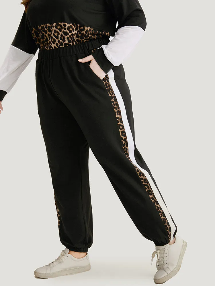 Leopard Patchwork Contrast Pants