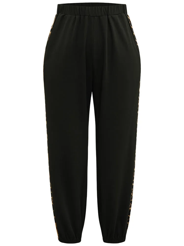 Leopard Patchwork Contrast Pants