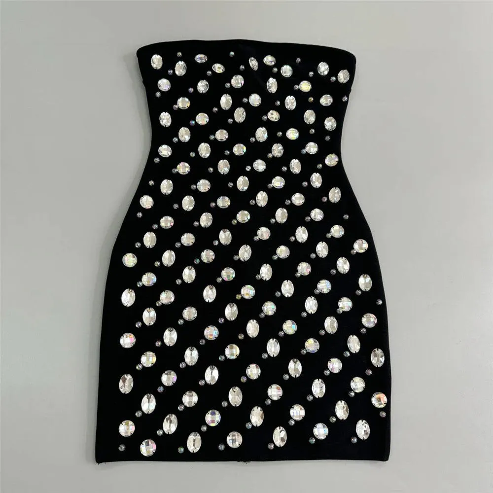Light Rhinestone Tube Top Short Bandage Party Dress