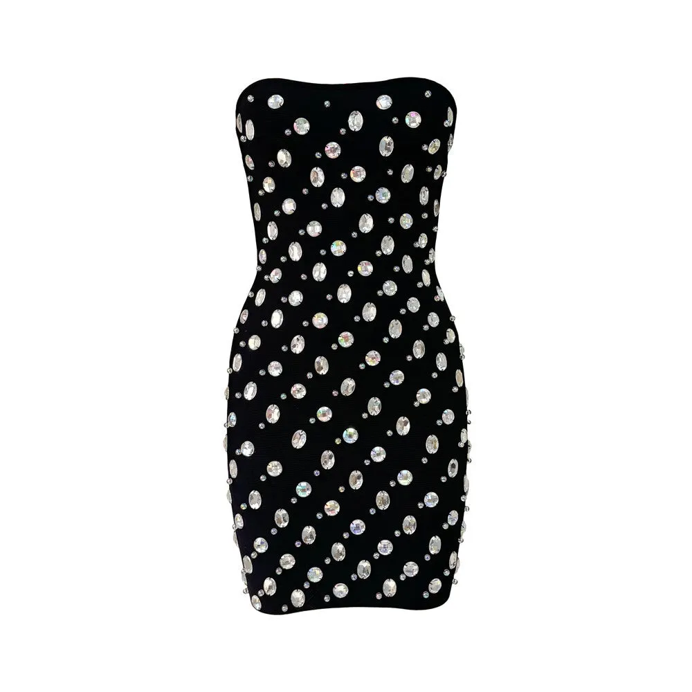 Light Rhinestone Tube Top Short Bandage Party Dress
