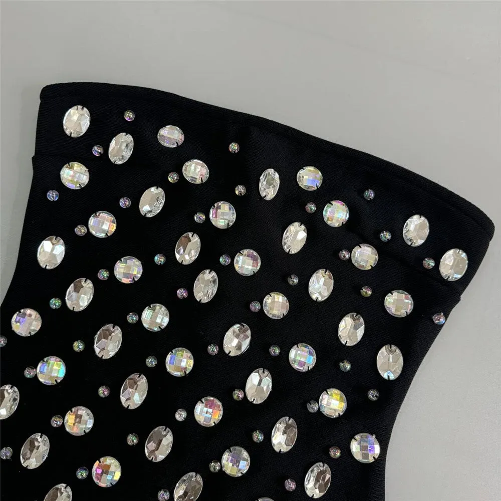 Light Rhinestone Tube Top Short Bandage Party Dress
