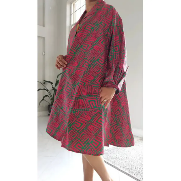 Long Tunic Knee Length Dress / Trench Coat / Blouse One Size Fits M - 2XL