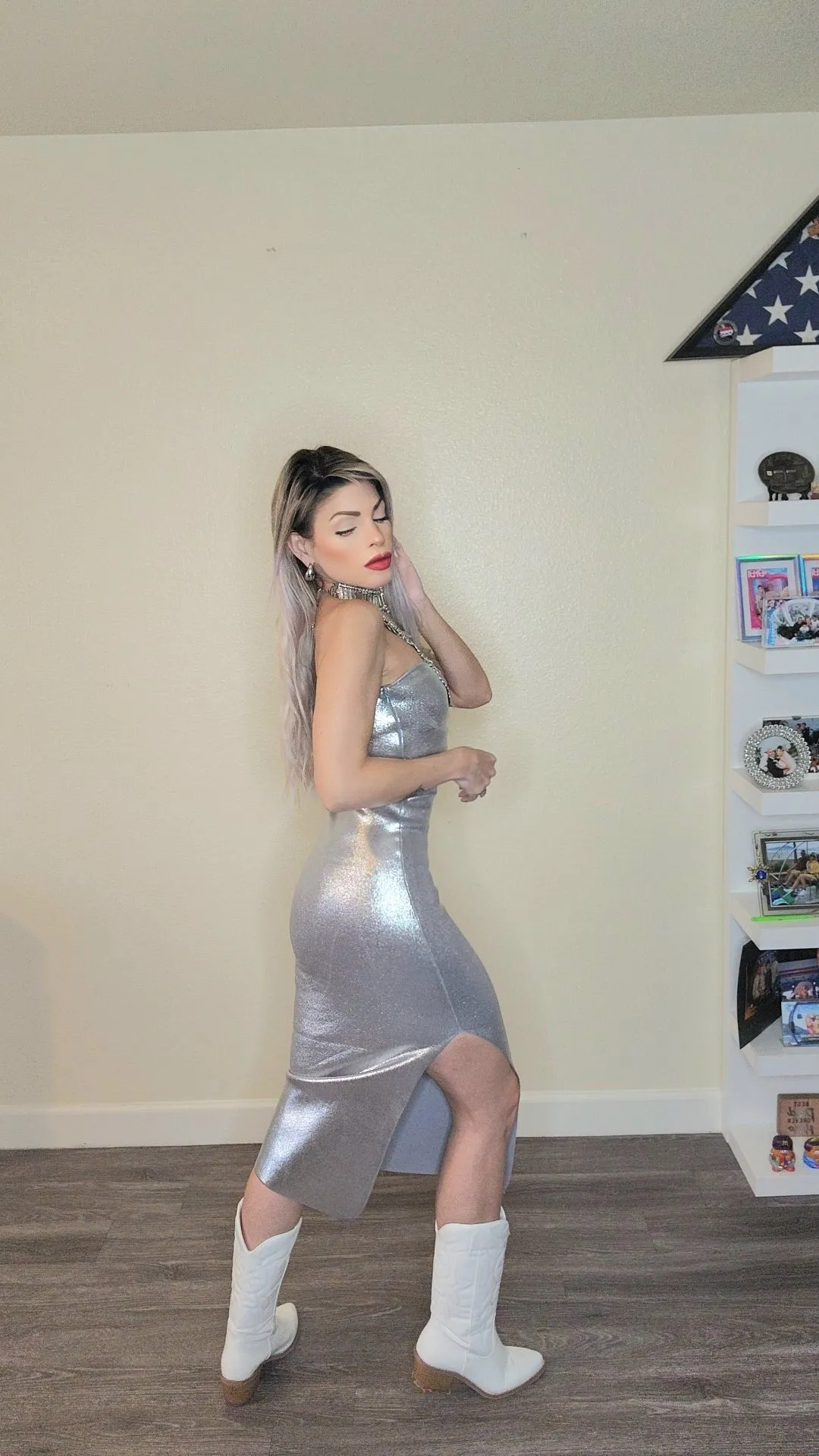 Magic Silver midi dress