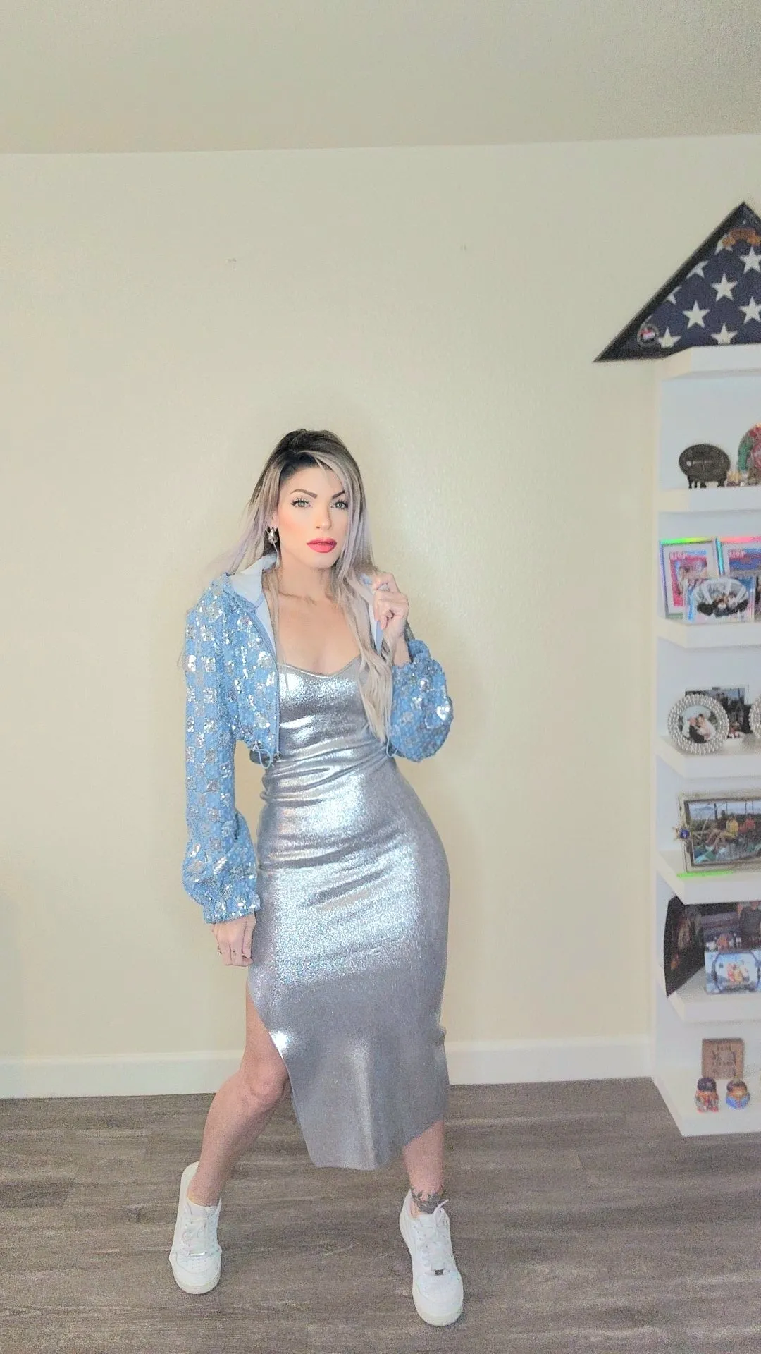 Magic Silver midi dress