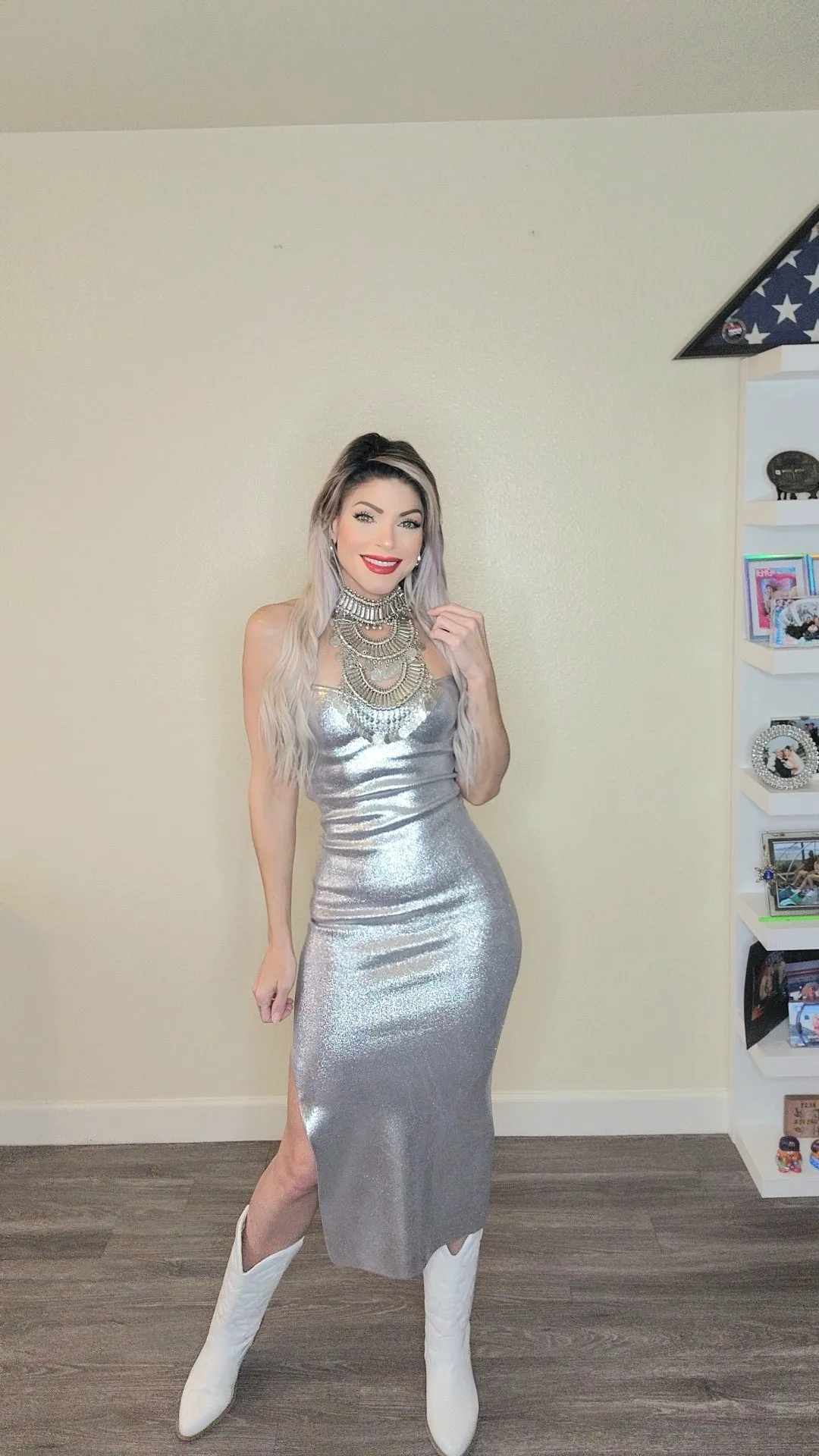 Magic Silver midi dress