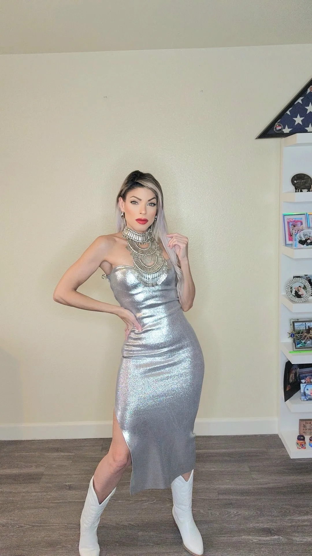 Magic Silver midi dress