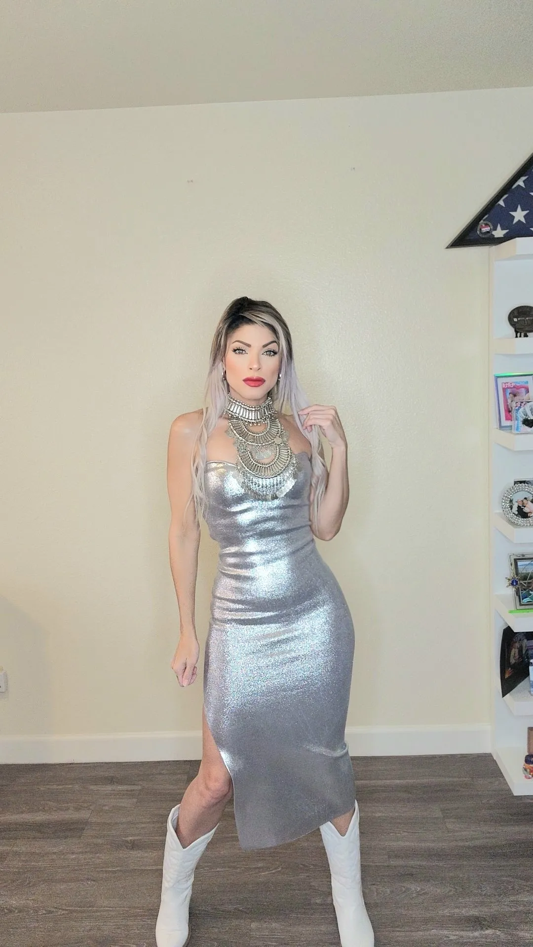 Magic Silver midi dress