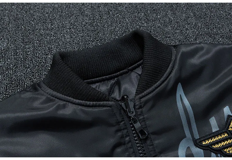 Men Embroidery Parkas Casual Bomber Jacket