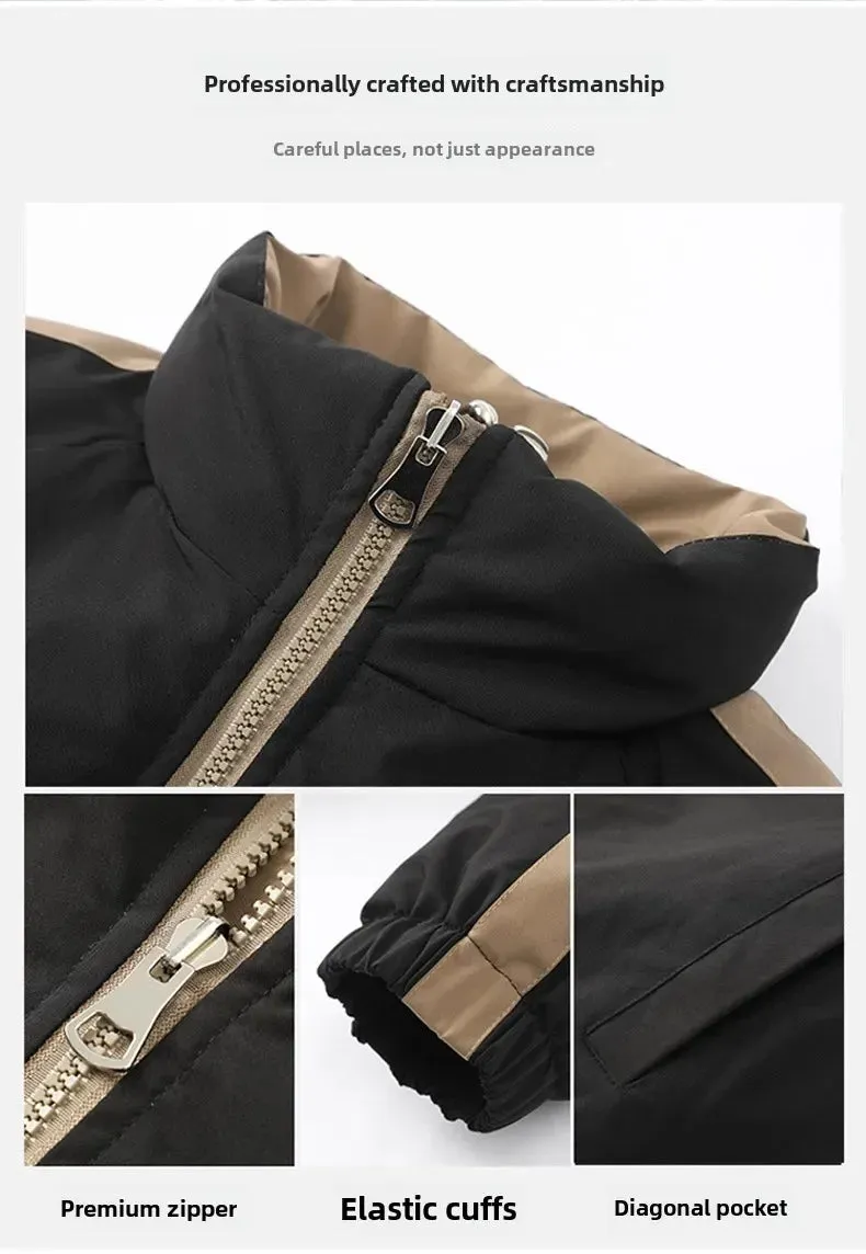 Mens Business Casual Winter Warm Jacket New Solid Color Double Sided Wearable Design thickened Jacket