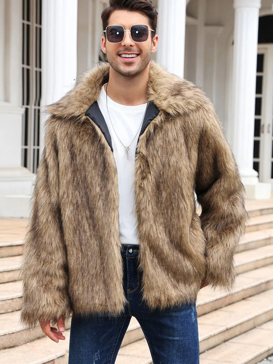 Men's Faux Shaggy Fur Jacket