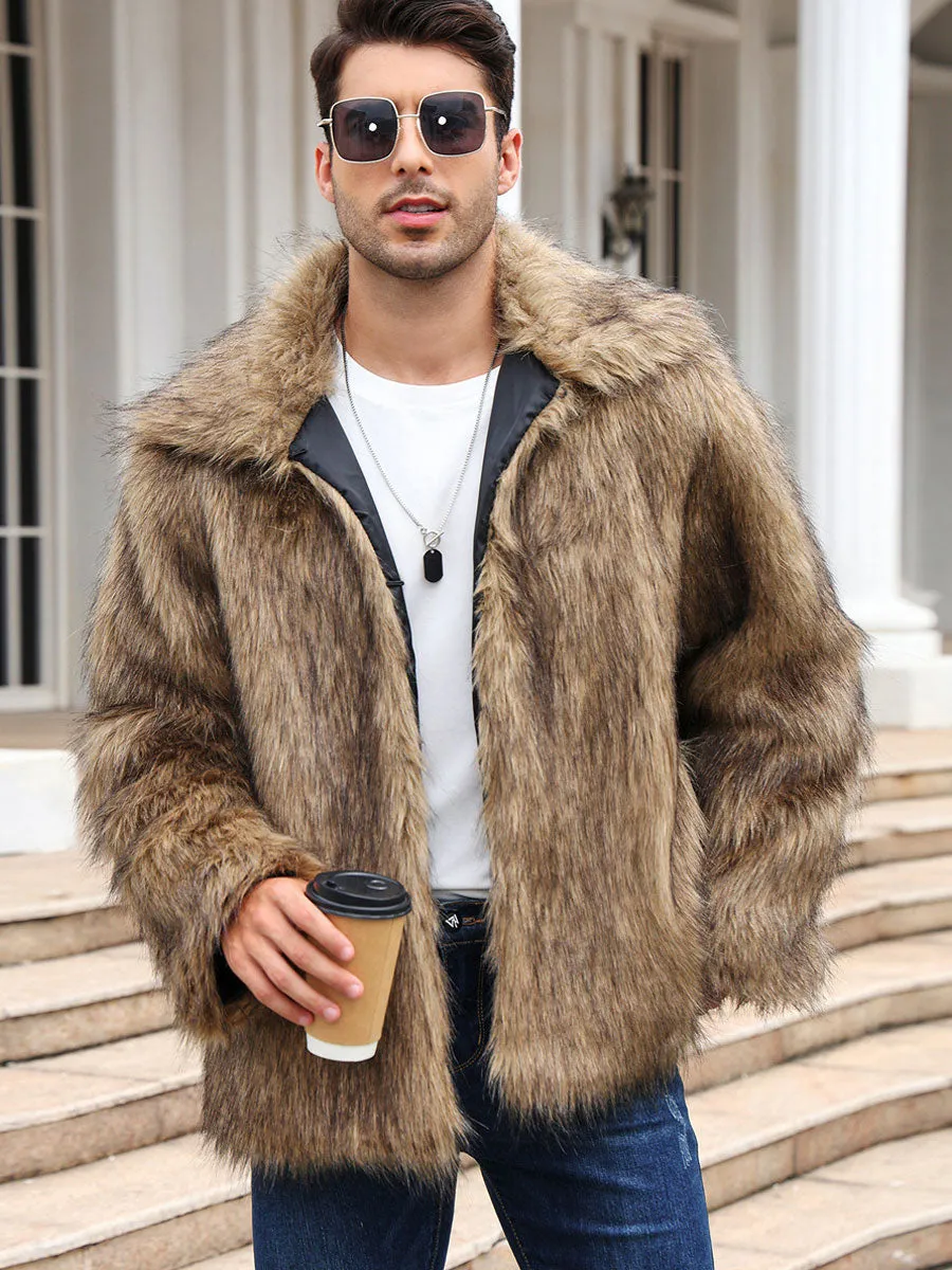 Men's Faux Shaggy Fur Jacket