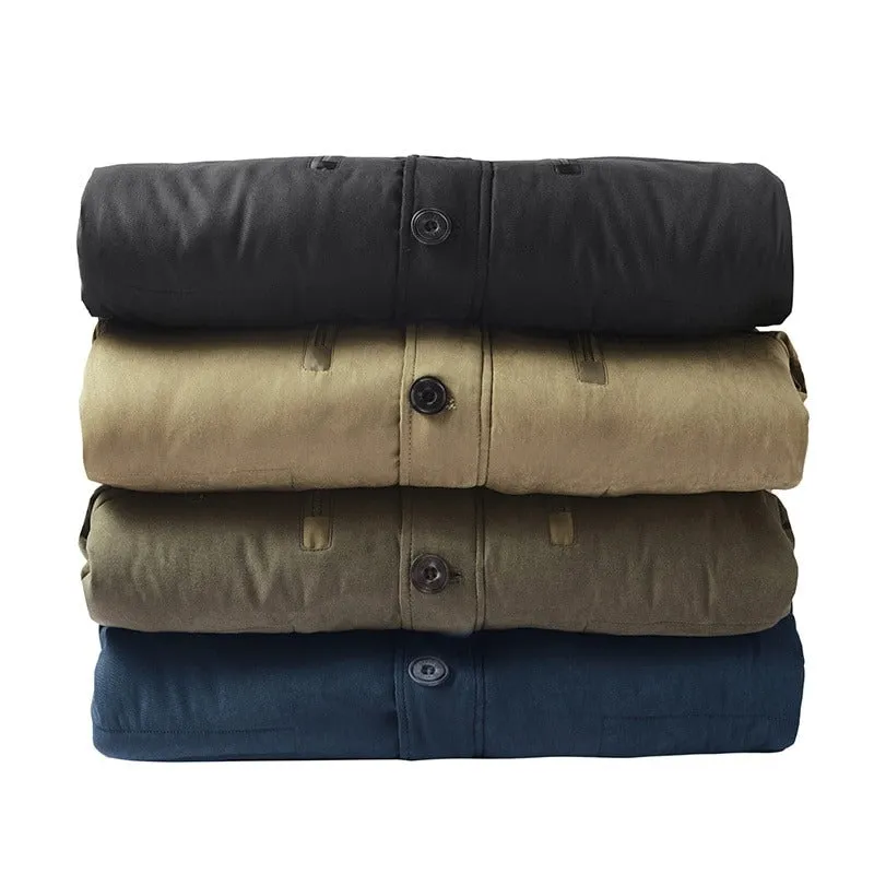 Men's Warm Windproof Hooded Polyester Parka Jacket