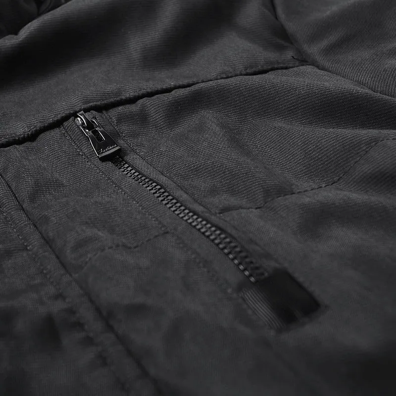 Men's Warm Windproof Hooded Polyester Parka Jacket