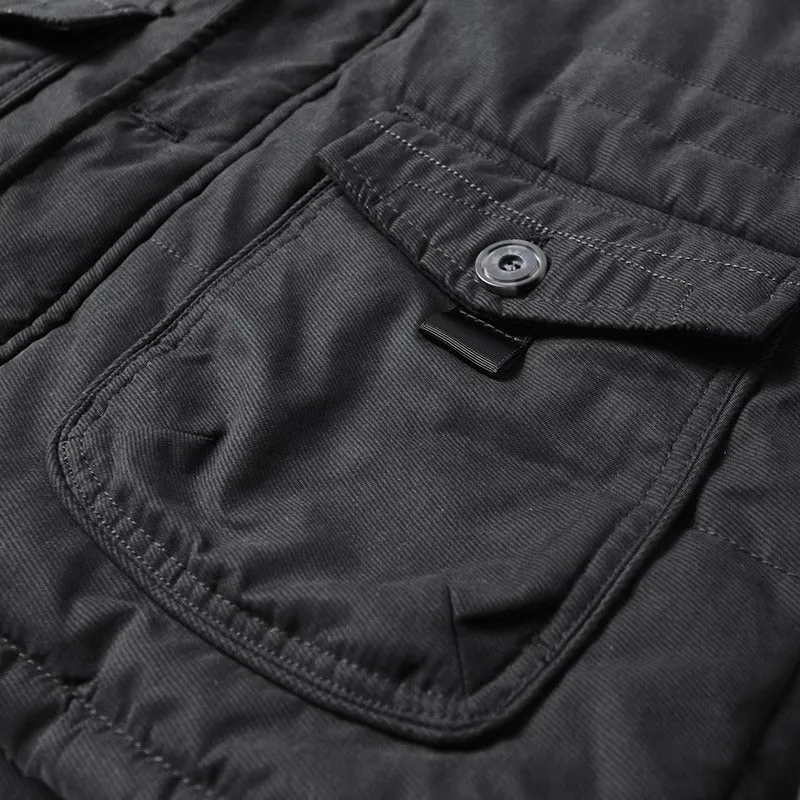 Men's Warm Windproof Hooded Polyester Parka Jacket
