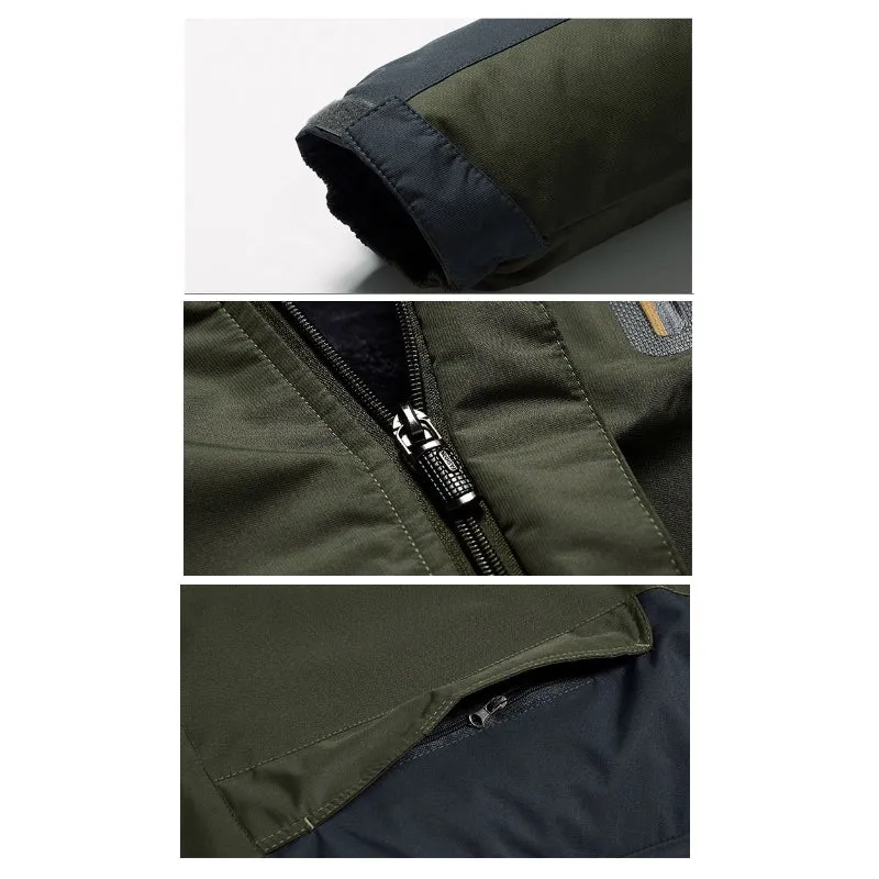Men's Warm Windproof Hooded Polyester Parka Jacket