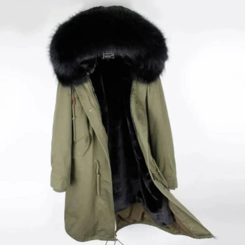 Men's Winter Casual Buttoned Parka With Raccoon Fur