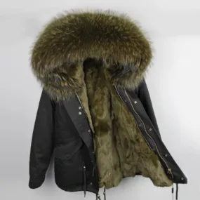 Men's Winter Casual Warm Short Hooded Parka With Raccoon Fur
