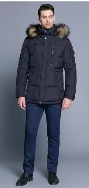 Men's Winter Warm Casual Medium-Long Parka With Detachable Hat