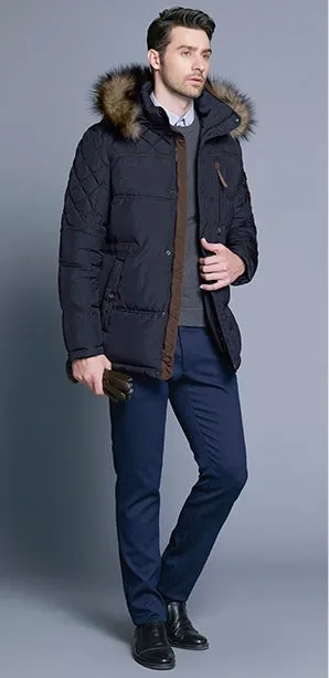 Men's Winter Warm Casual Medium-Long Parka With Detachable Hat
