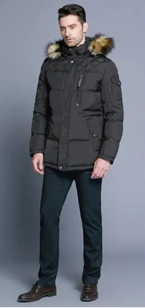 Men's Winter Warm Casual Medium-Long Parka With Detachable Hat