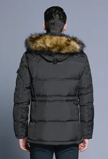 Men's Winter Warm Casual Medium-Long Parka With Detachable Hat