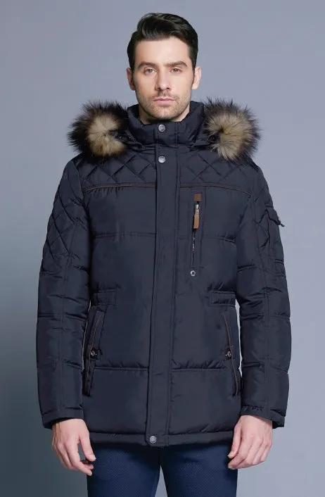 Men's Winter Warm Casual Medium-Long Parka With Detachable Hat